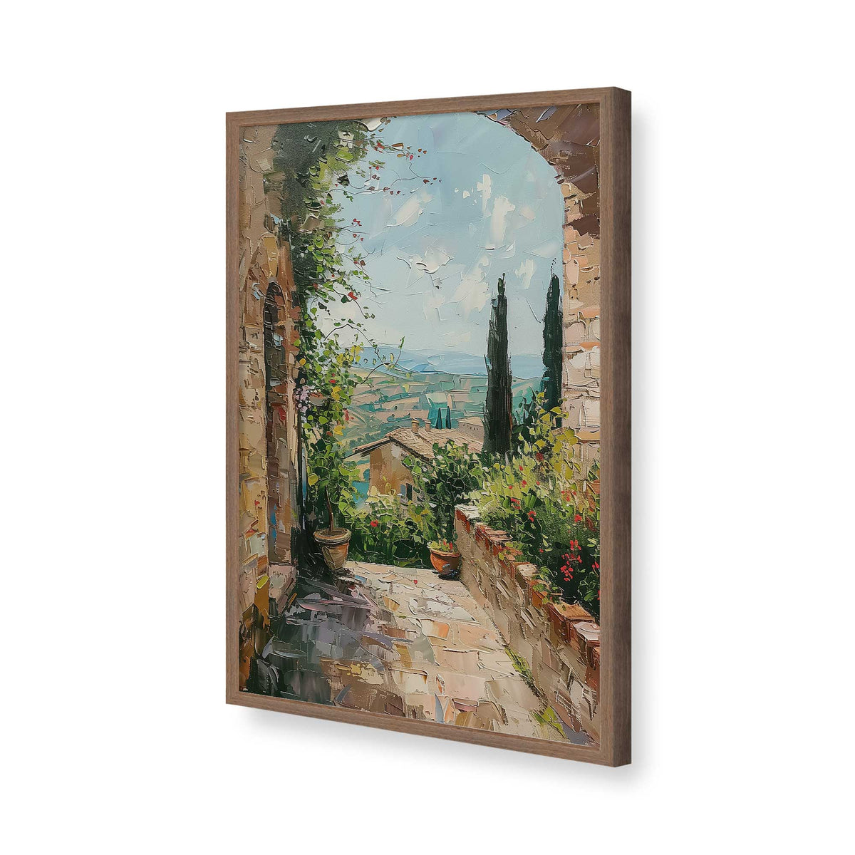 [Color:Walnut], Picture of art in a Polished Chrome frame of the corner