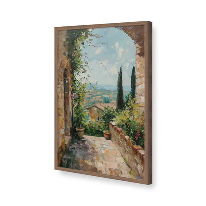 [Color:Walnut], Picture of art in a Polished Chrome frame of the corner