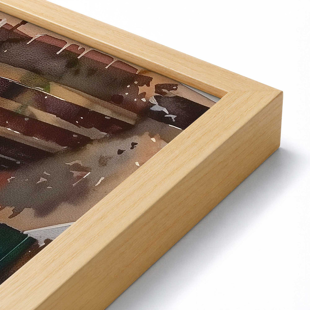 [Color:American Maple], Picture of art in a Polished Chrome frame at an angle