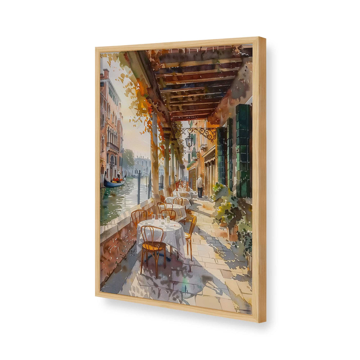 [Color:American Maple], Picture of art in a Polished Chrome frame of the corner