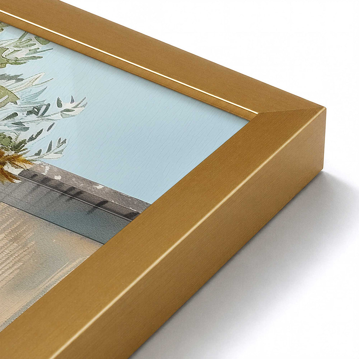 [Color:Polished Gold], Picture of art in a Polished Chrome frame at an angle