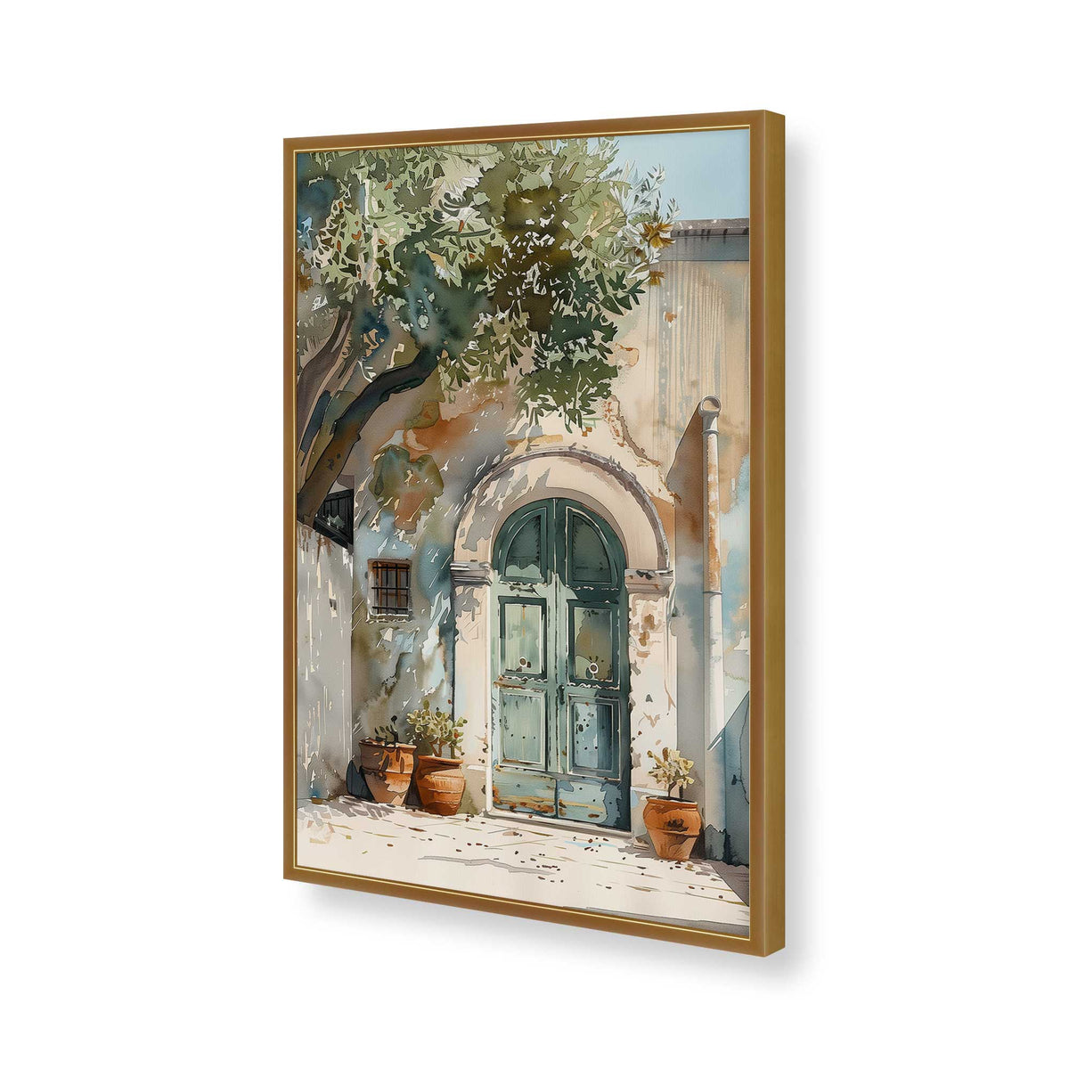 [Color:Polished Gold], Picture of art in a Polished Chrome frame of the corner