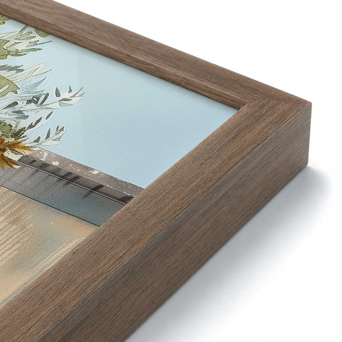 [Color:Walnut], Picture of art in a Polished Chrome frame at an angle
