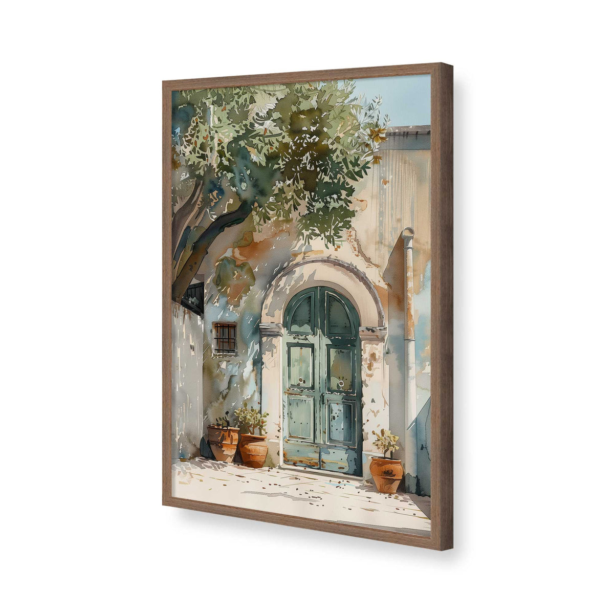 [Color:Walnut], Picture of art in a Polished Chrome frame of the corner