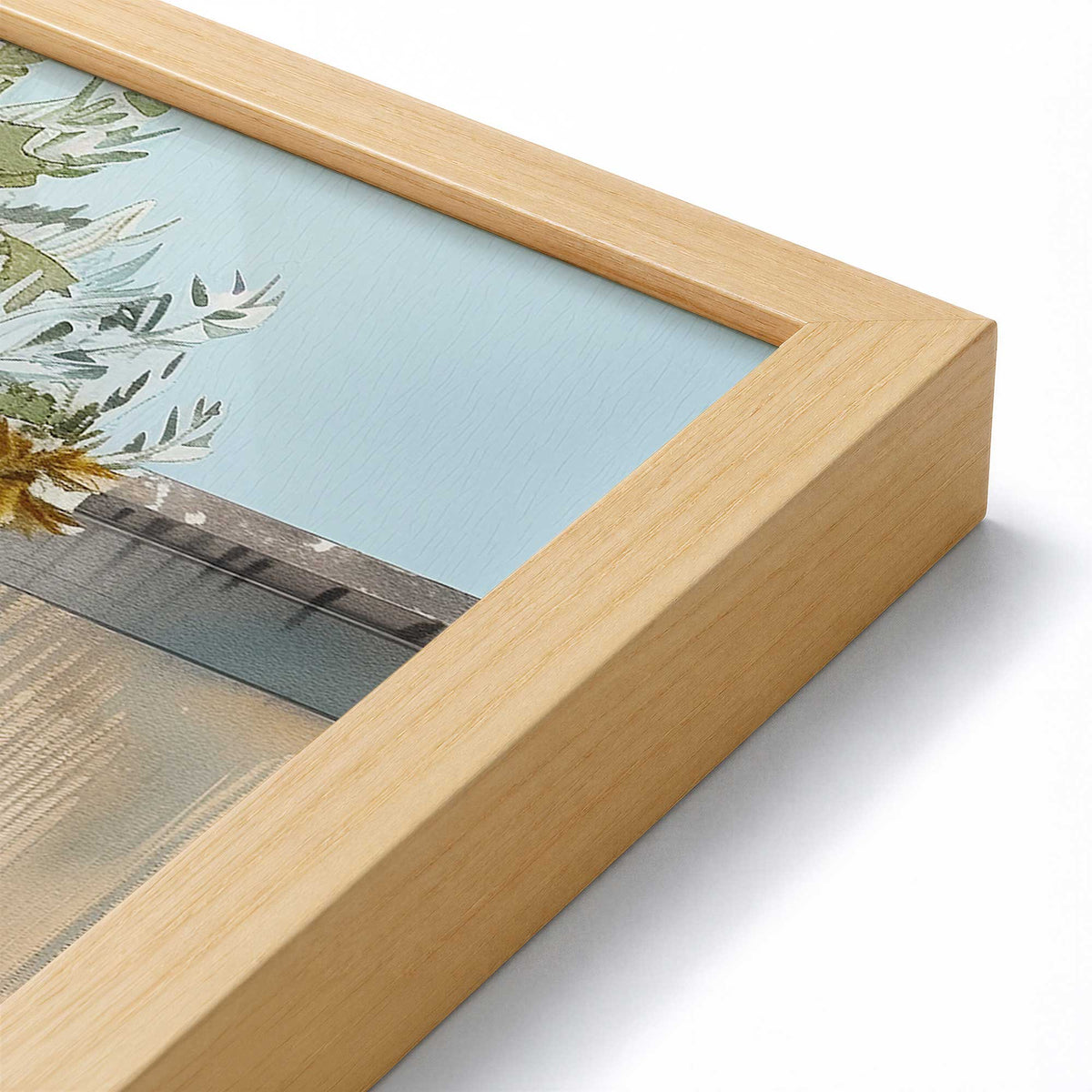 [Color:American Maple], Picture of art in a Polished Chrome frame at an angle