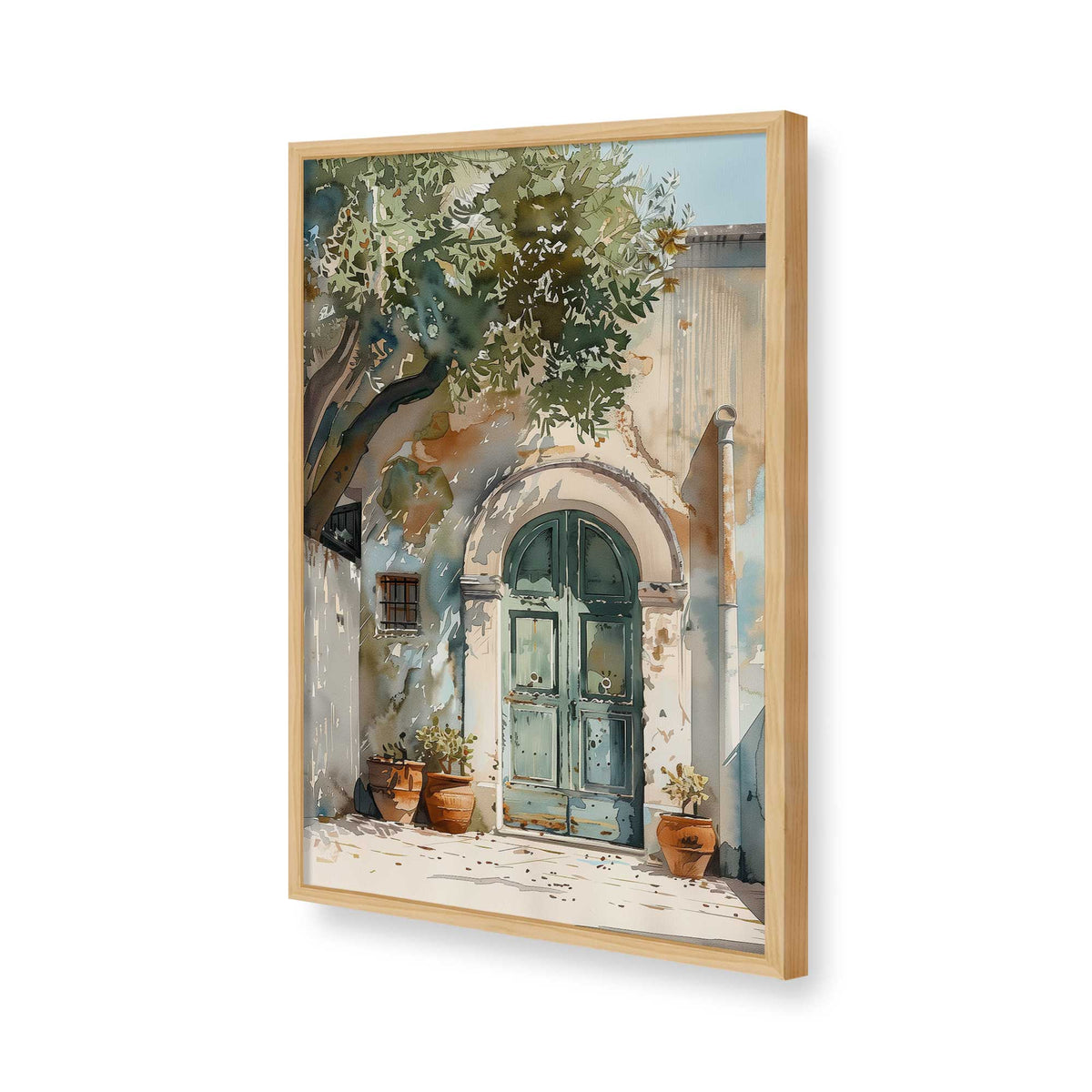 [Color:American Maple], Picture of art in a Polished Chrome frame of the corner