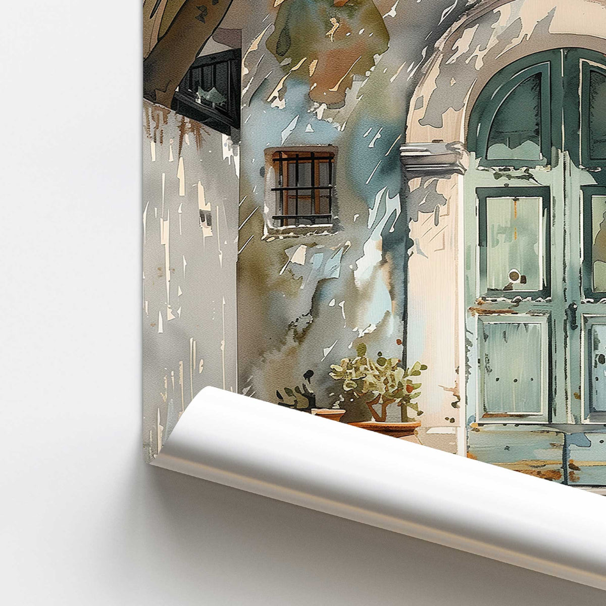 Verdant Courtyard Door Print