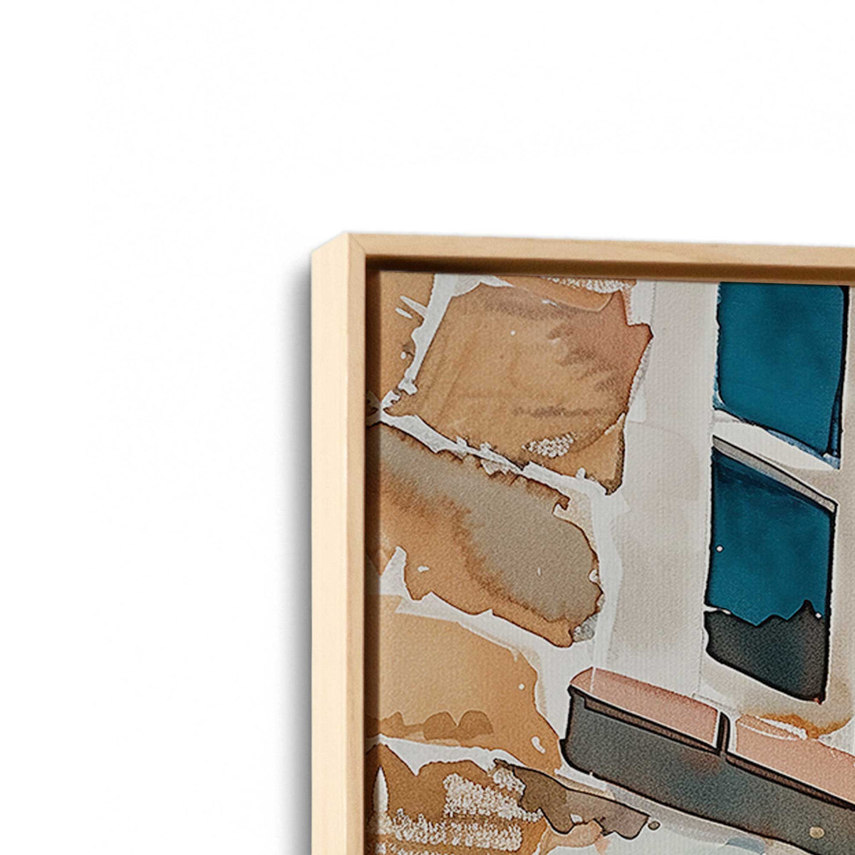 [Color:American Maple], Picture of art in a American Maple frame at an angle