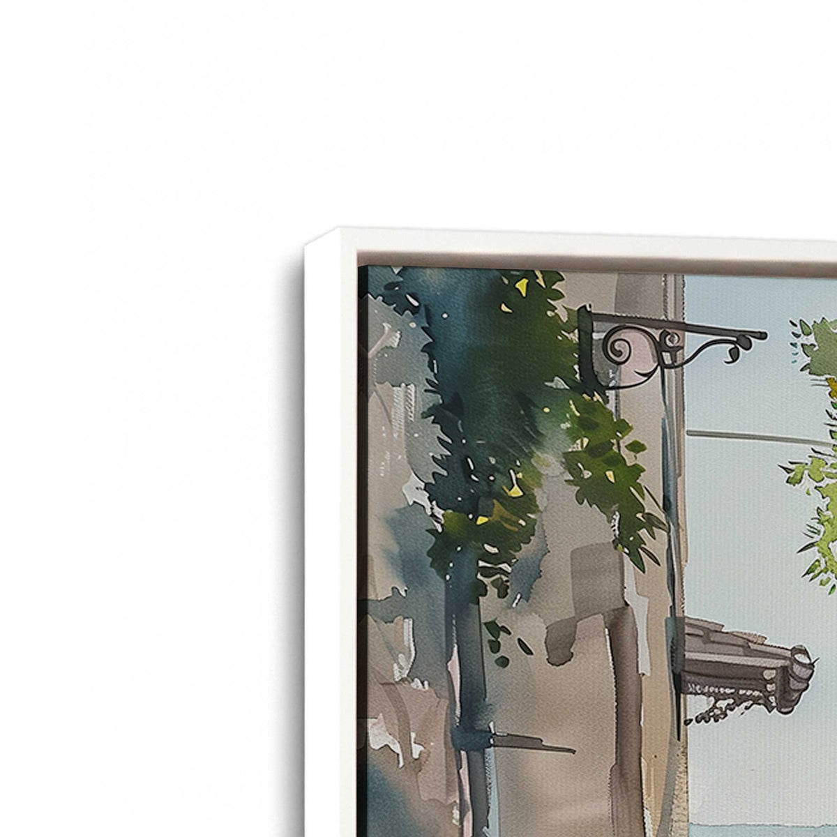 [Color:Opaque White], Picture of art in a White frame at an angle