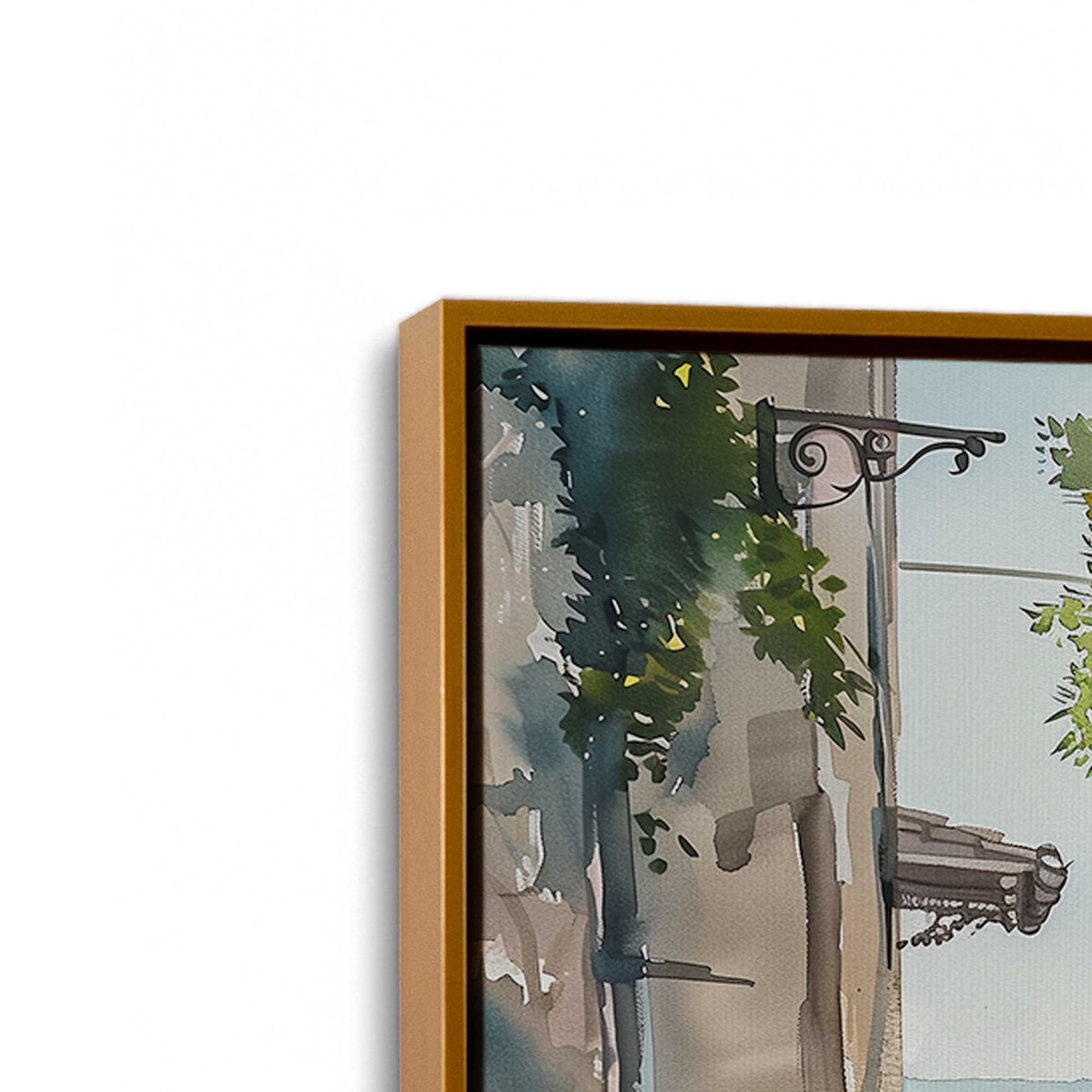 [Color:Polished Gold], Picture of art in a Polished Gold frame at an angle