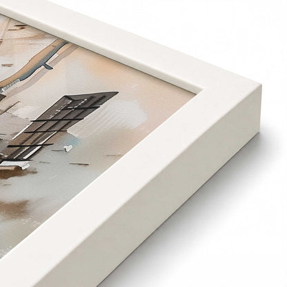 [Color:Opaque White], Picture of art in a Polished Chrome frame at an angle