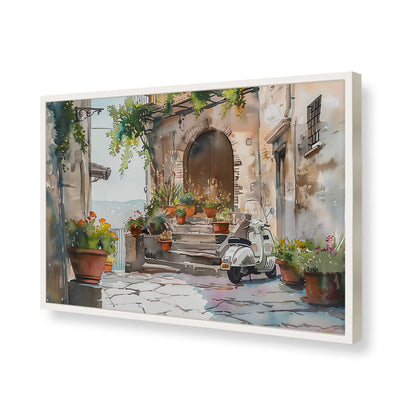 [Color:Opaque White], Picture of art in a Polished Chrome frame of the corner