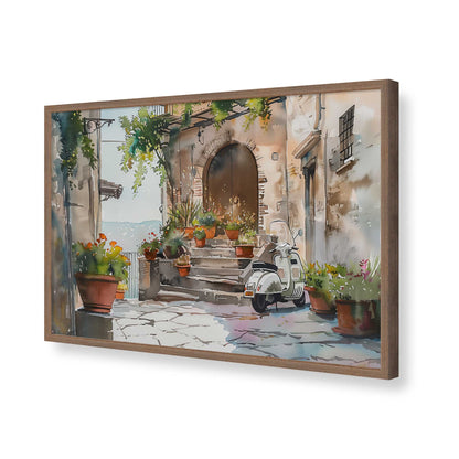 [Color:Walnut], Picture of art in a Polished Chrome frame of the corner