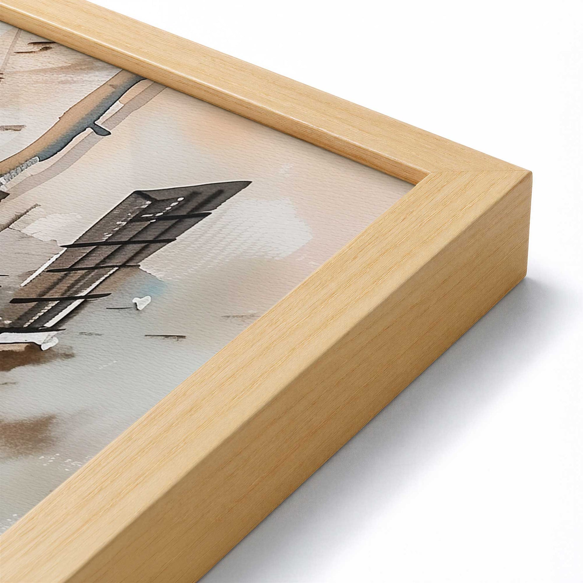 [Color:American Maple], Picture of art in a Polished Chrome frame at an angle