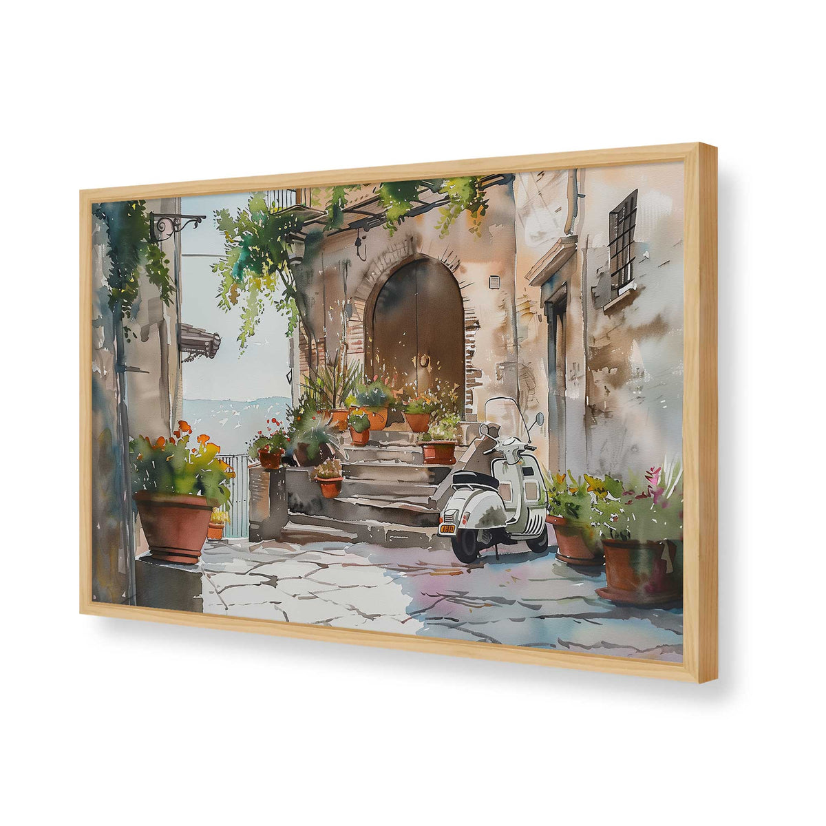 [Color:American Maple], Picture of art in a Polished Chrome frame of the corner
