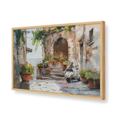 [Color:American Maple], Picture of art in a Polished Chrome frame of the corner