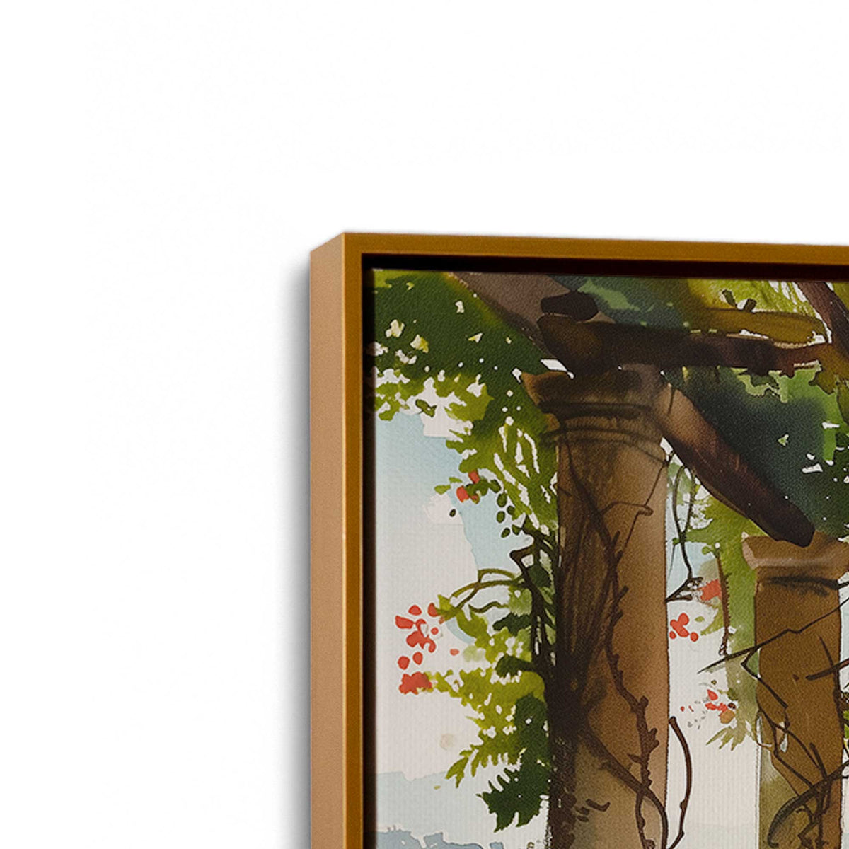 [Color:Polished Gold], Picture of art in a Polished Gold frame at an angle