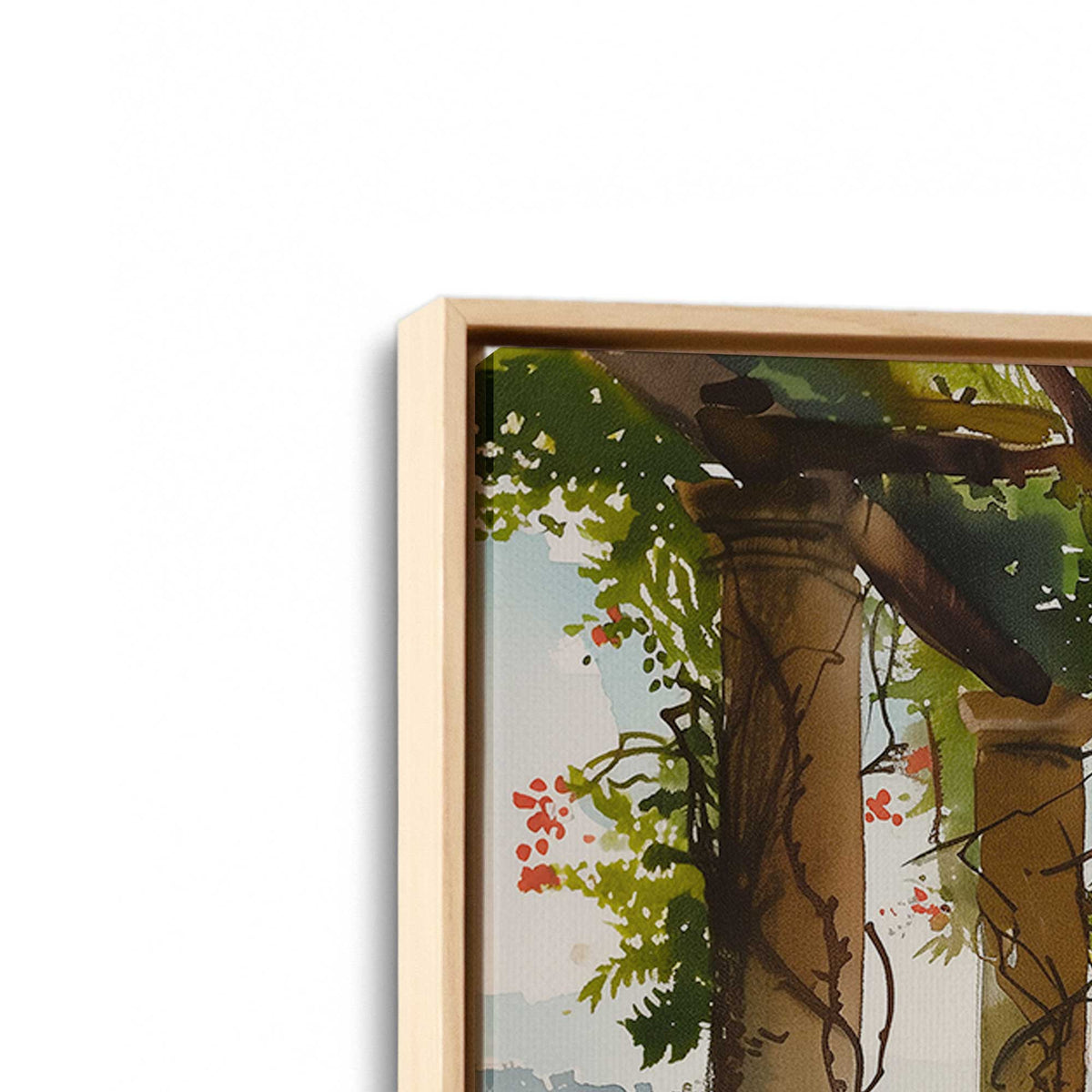 [Color:American Maple], Picture of art in a American Maple frame at an angle