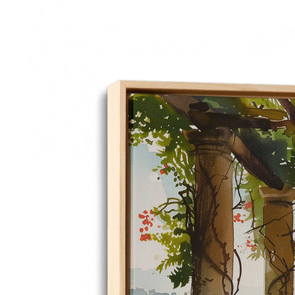 [Color:American Maple], Picture of art in a American Maple frame at an angle