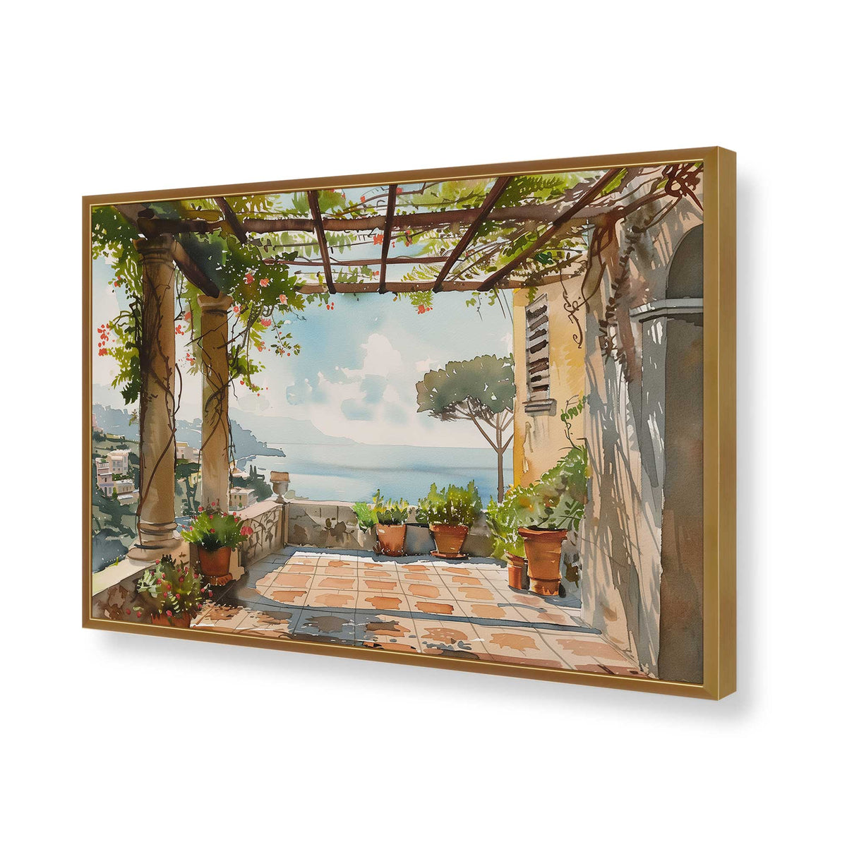[Color:Polished Gold], Picture of art in a Polished Chrome frame of the corner