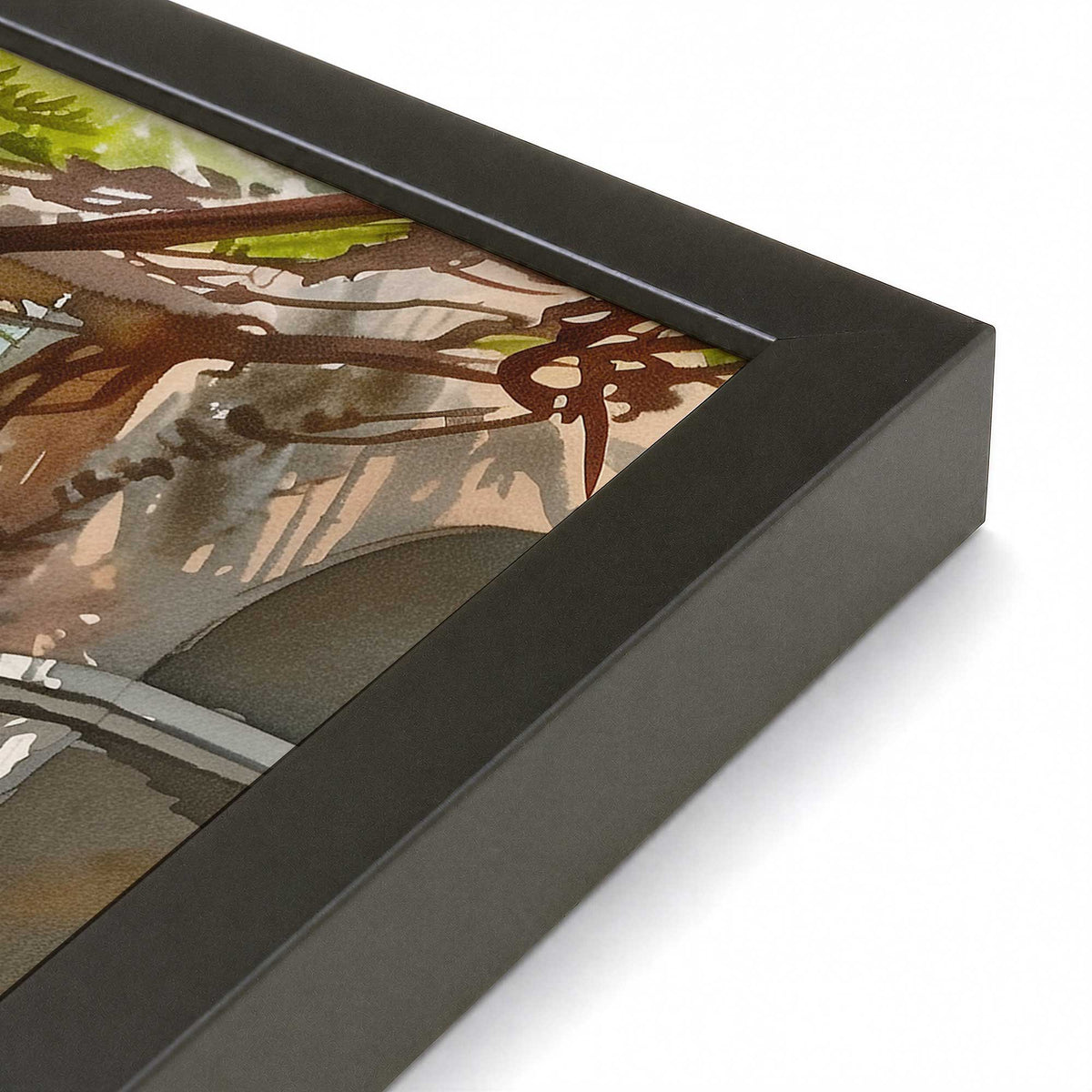 [Color:Satin Black], Picture of art in a Polished Chrome frame at an angle