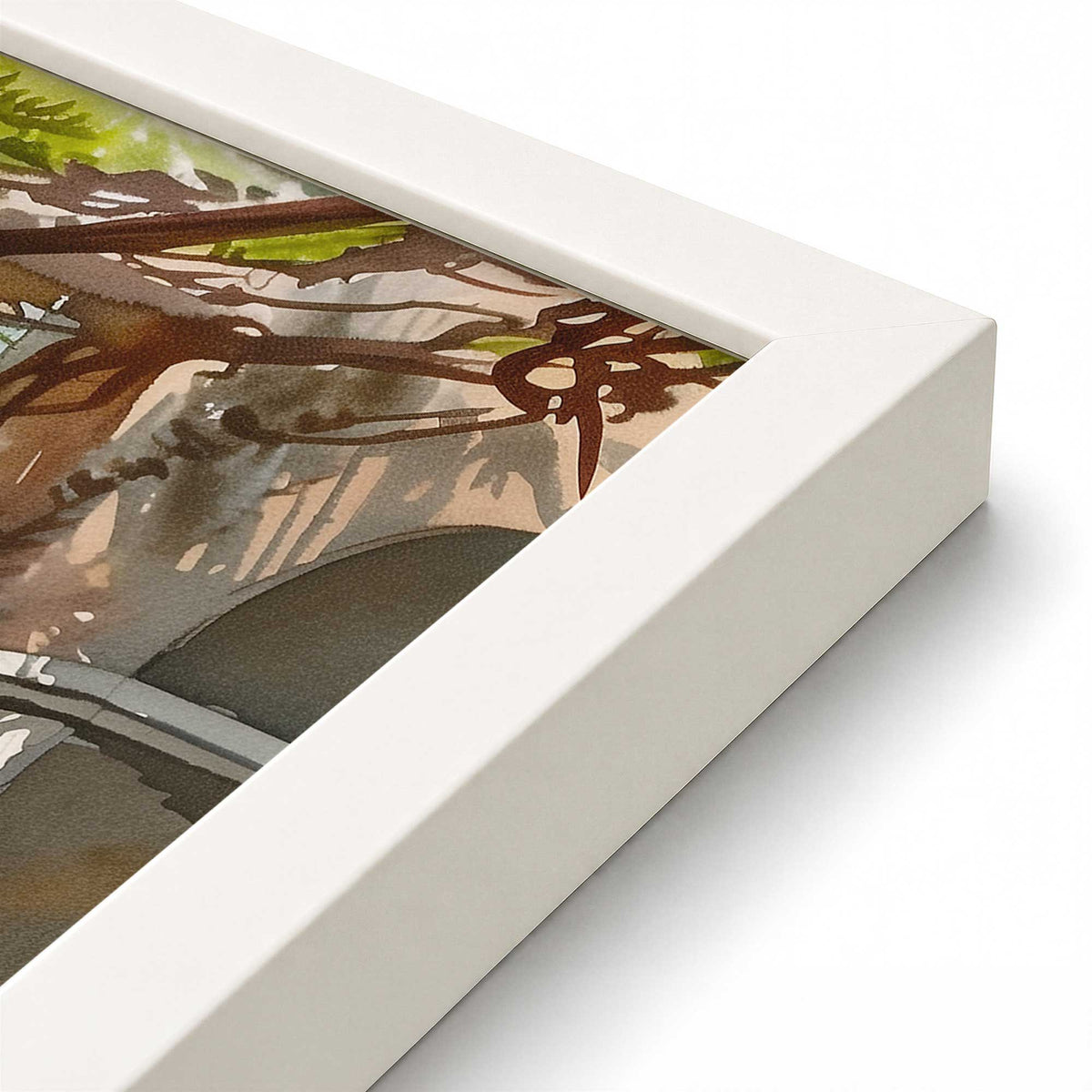[Color:Opaque White], Picture of art in a Polished Chrome frame at an angle