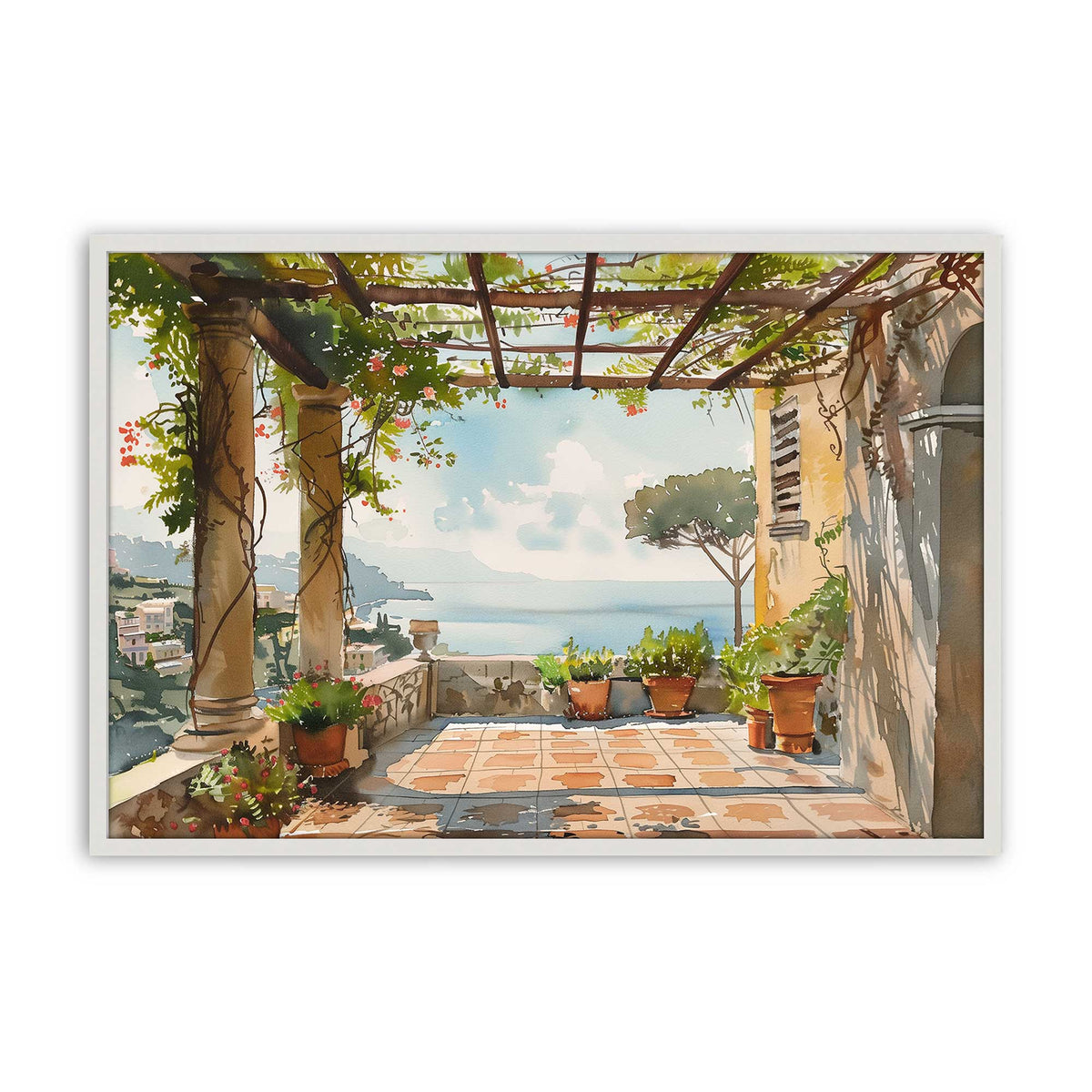 [Color:Opaque White], Picture of art in a Polished Chrome frame