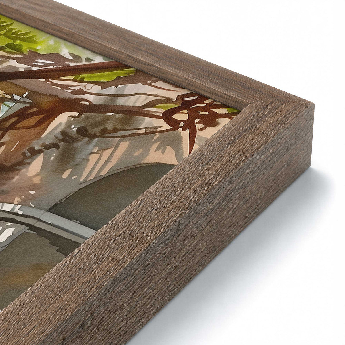 [Color:Walnut], Picture of art in a Polished Chrome frame at an angle