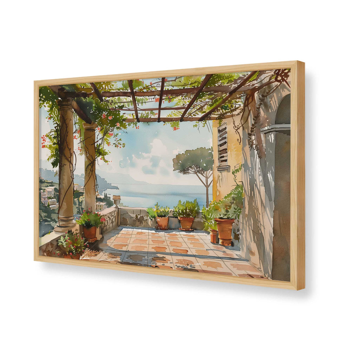 [Color:American Maple], Picture of art in a Polished Chrome frame of the corner