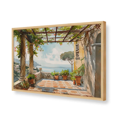 [Color:American Maple], Picture of art in a Polished Chrome frame of the corner