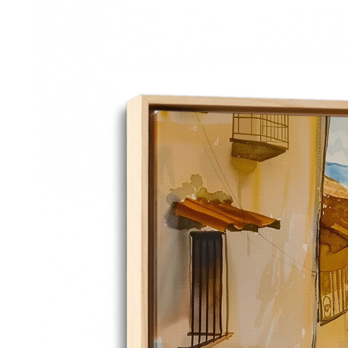 [Color:American Maple], Picture of art in a American Maple frame at an angle