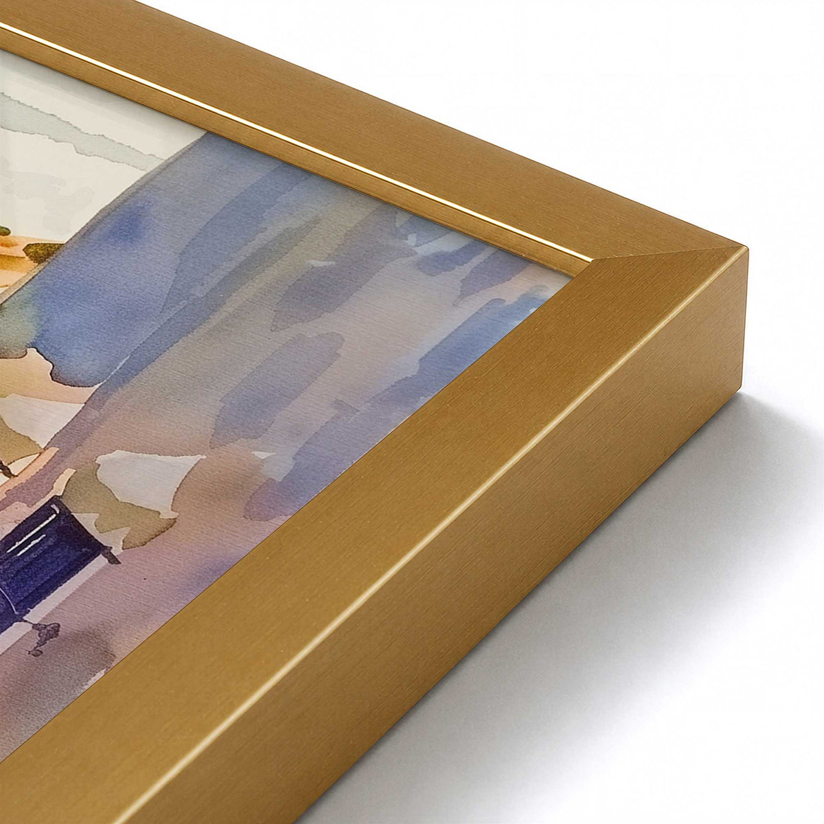 [Color:Polished Gold], Picture of art in a Polished Chrome frame at an angle
