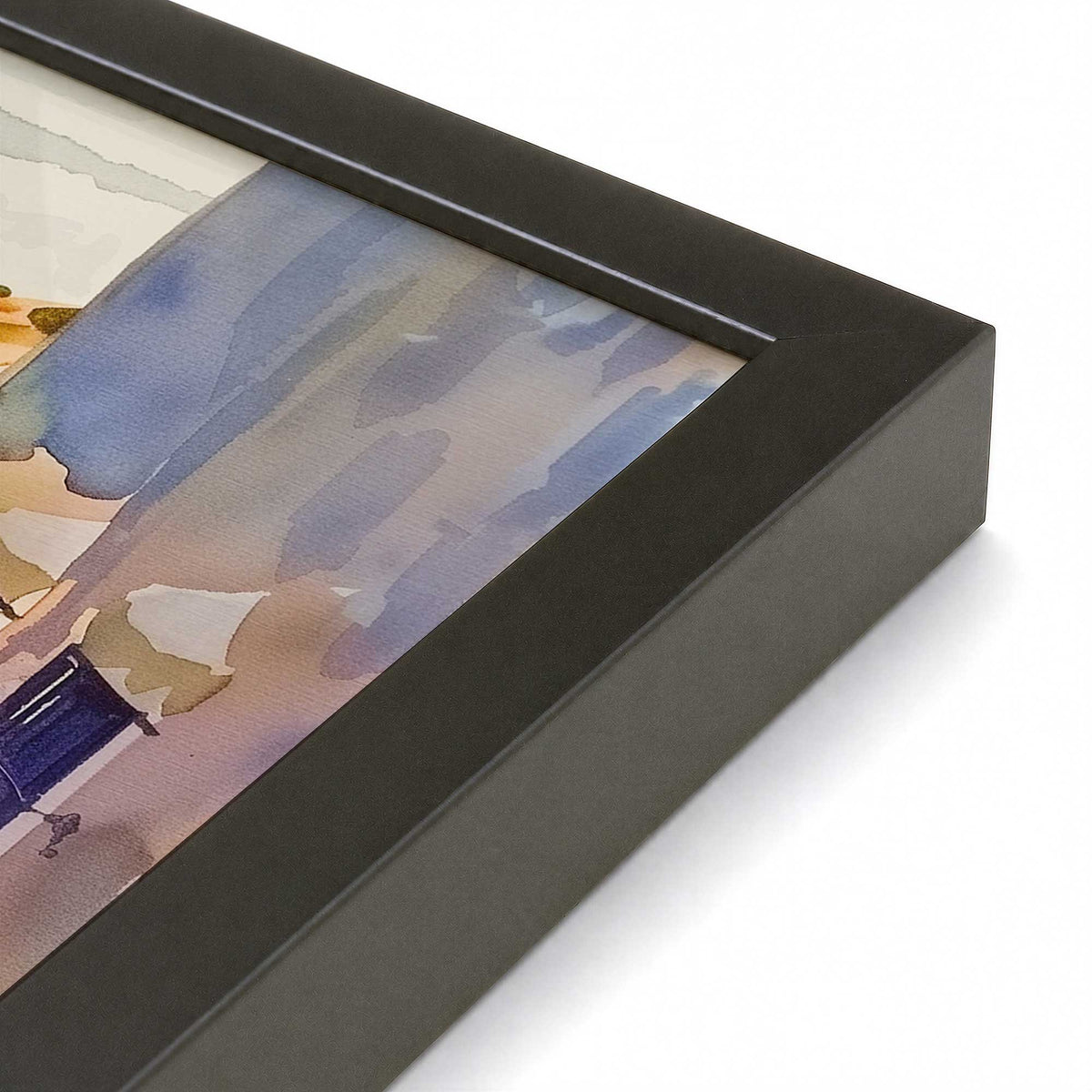 [Color:Satin Black], Picture of art in a Polished Chrome frame at an angle
