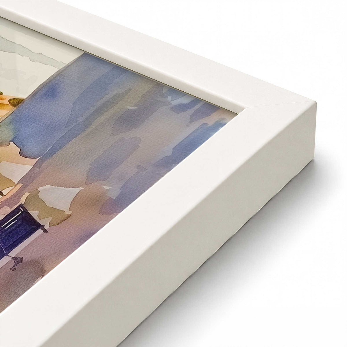 [Color:Opaque White], Picture of art in a Polished Chrome frame at an angle