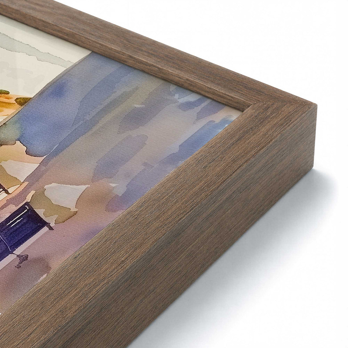 [Color:Walnut], Picture of art in a Polished Chrome frame at an angle