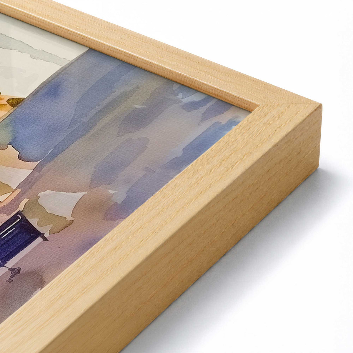 [Color:American Maple], Picture of art in a Polished Chrome frame at an angle