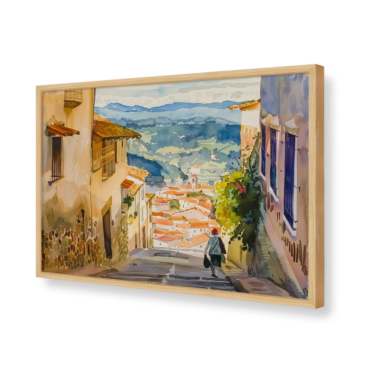 [Color:American Maple], Picture of art in a Polished Chrome frame of the corner