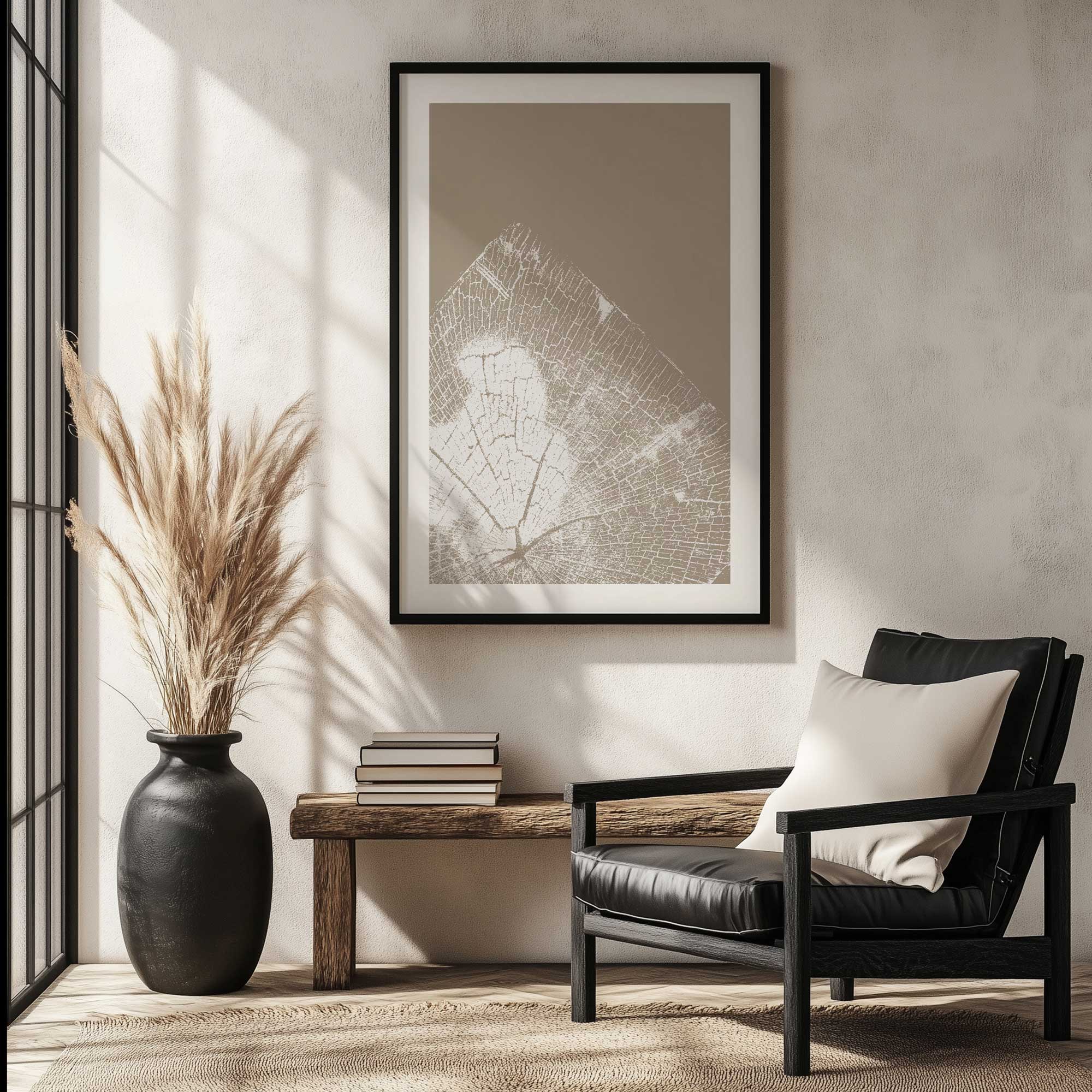 Timeless Grains II woodgrain art hanging in sitting room
