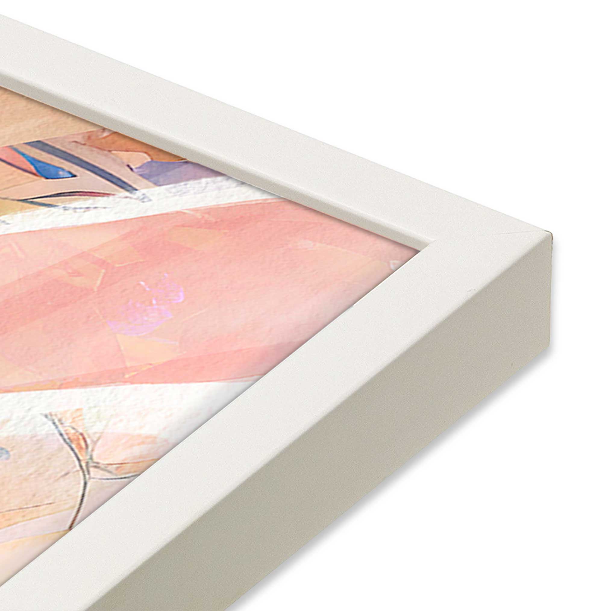 entle floral sunburst paper art print in a white frame corner close up