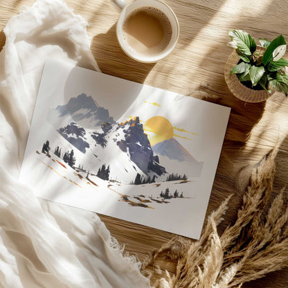 Snowy Peaks at Sunrise Print