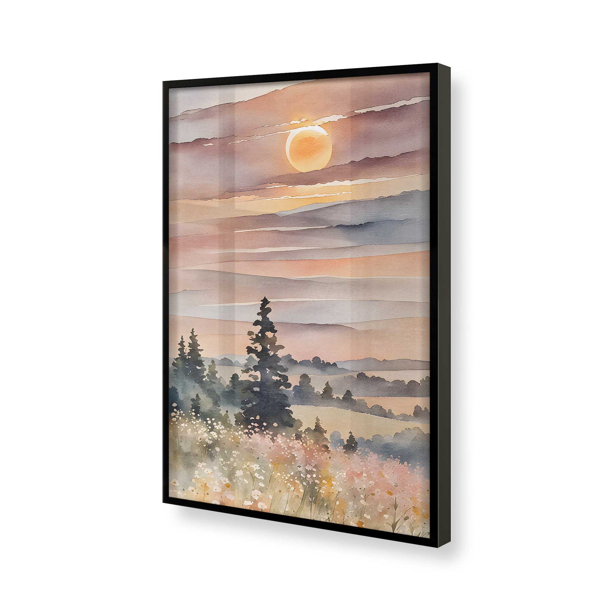 [Color:Satin Black], Picture of art in a Satin Black frame of the corner