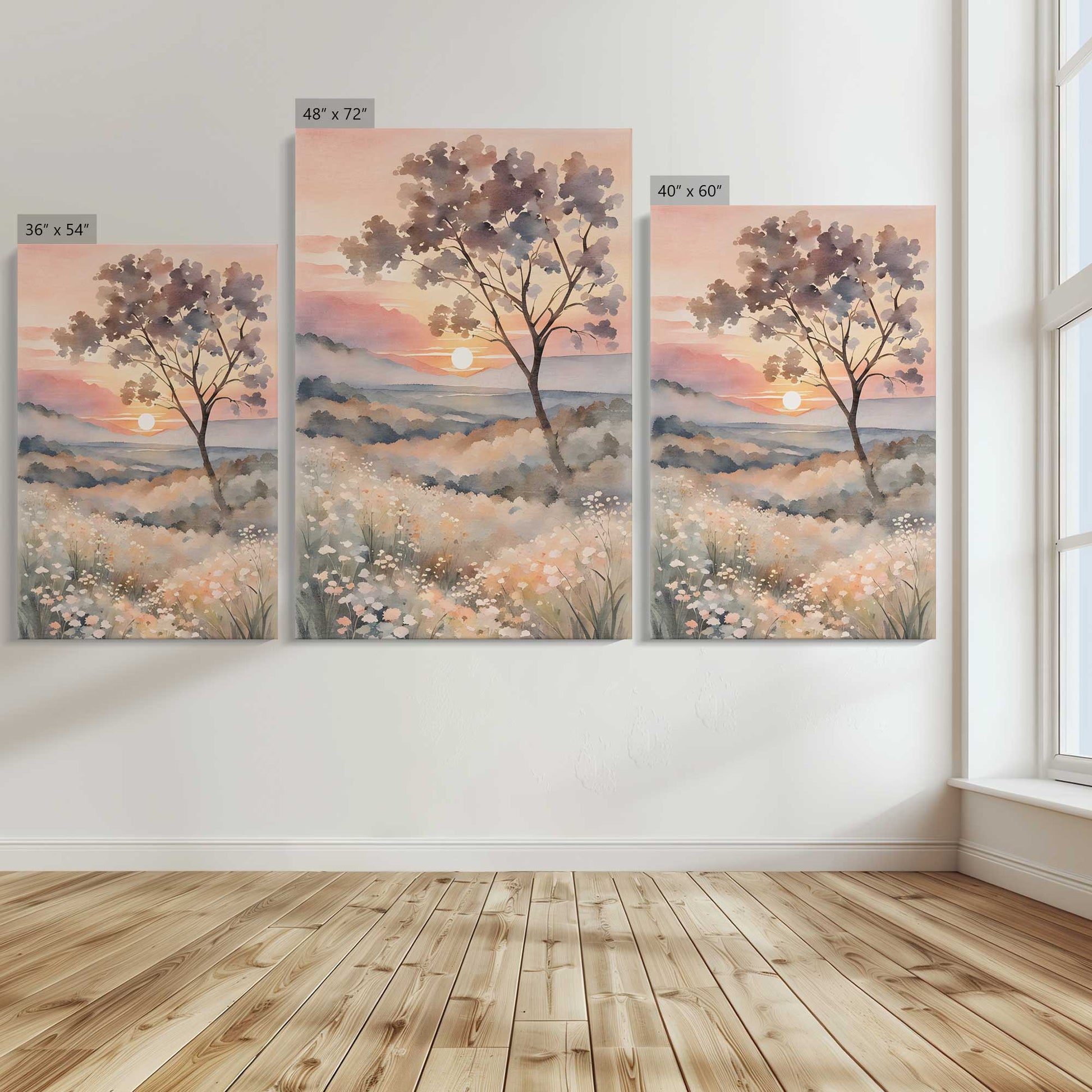 [Color:Stretched Canvas], Image showing the size comparisons