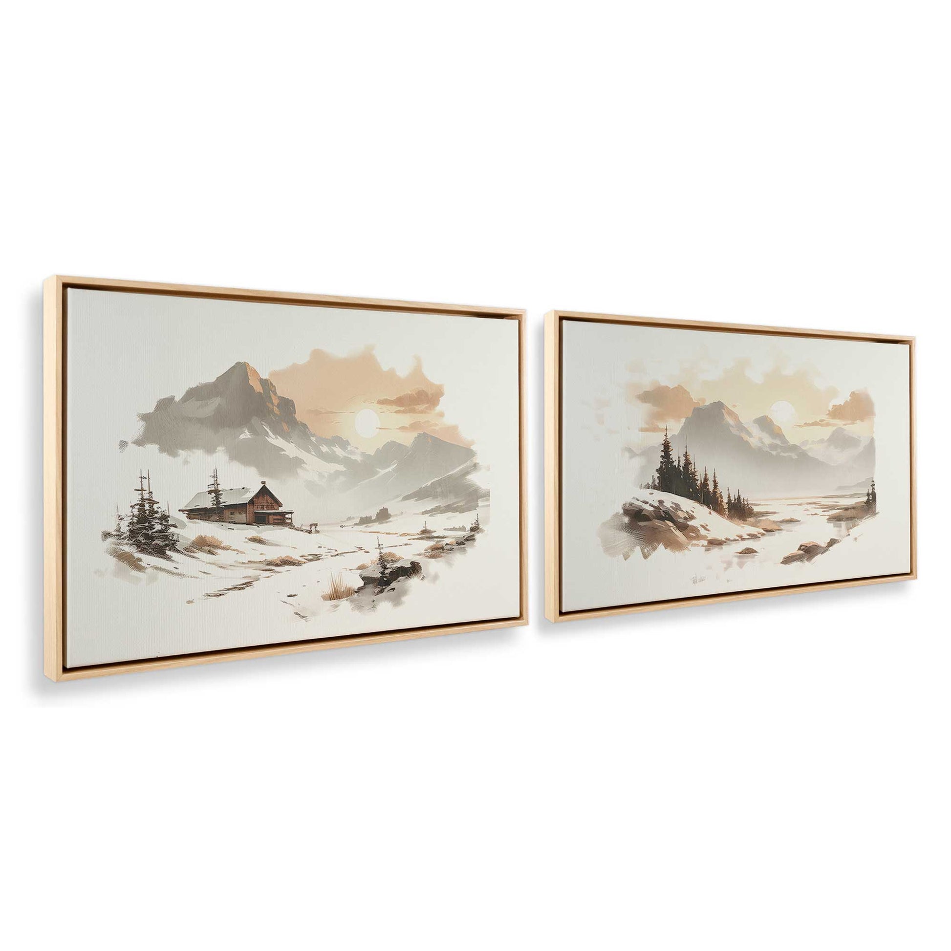 [Color:American Maple], Picture of art in a American Maple frame at an angle