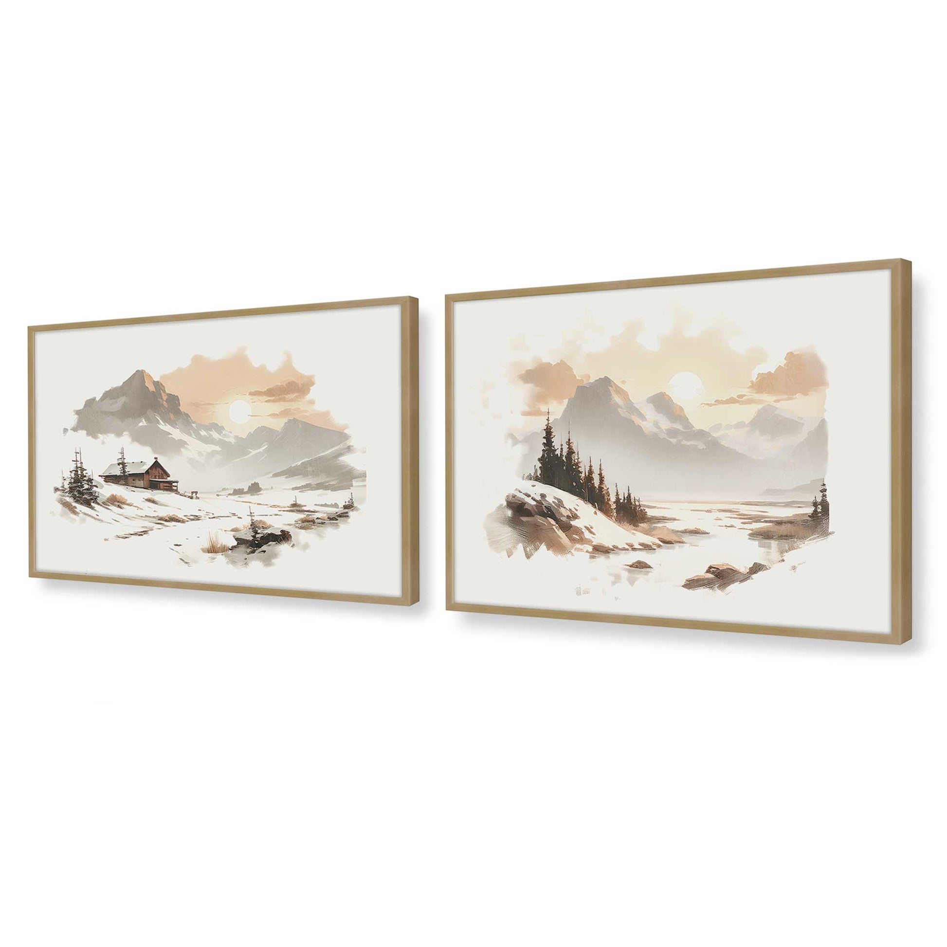 [Color:Brushed Gold], Picture of art in a Brushed Gold frame at an angle