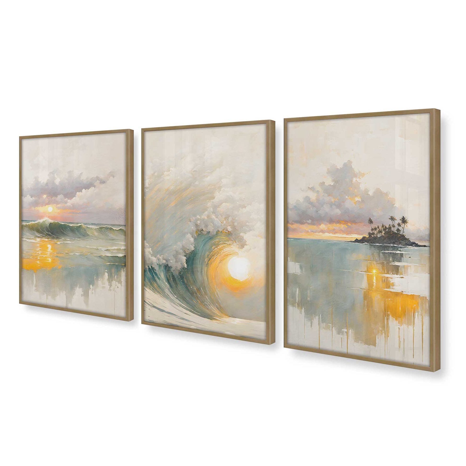 [Color:Brushed Gold], Picture of art in a Brushed Gold frame at an angle