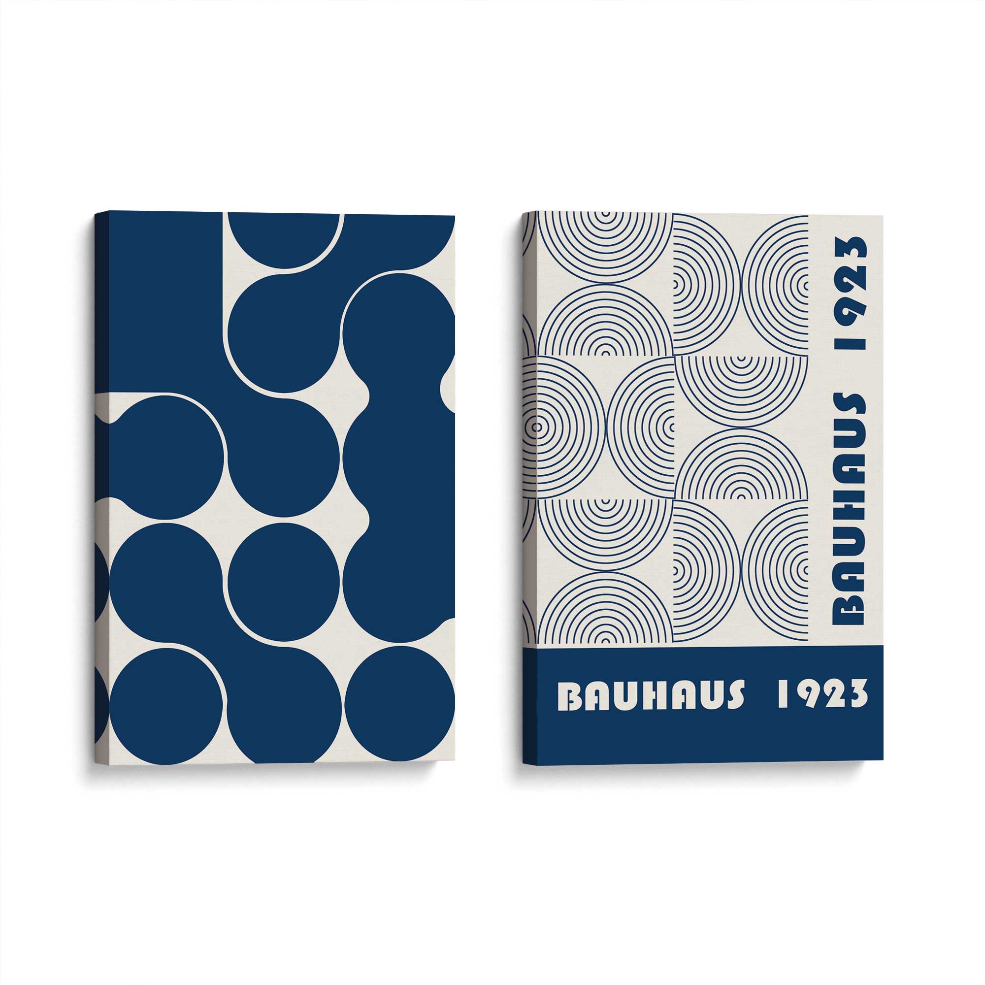 1923 Bauhaus Blue Geometry, Set of 2 Prints on Canvas – Frametolia.