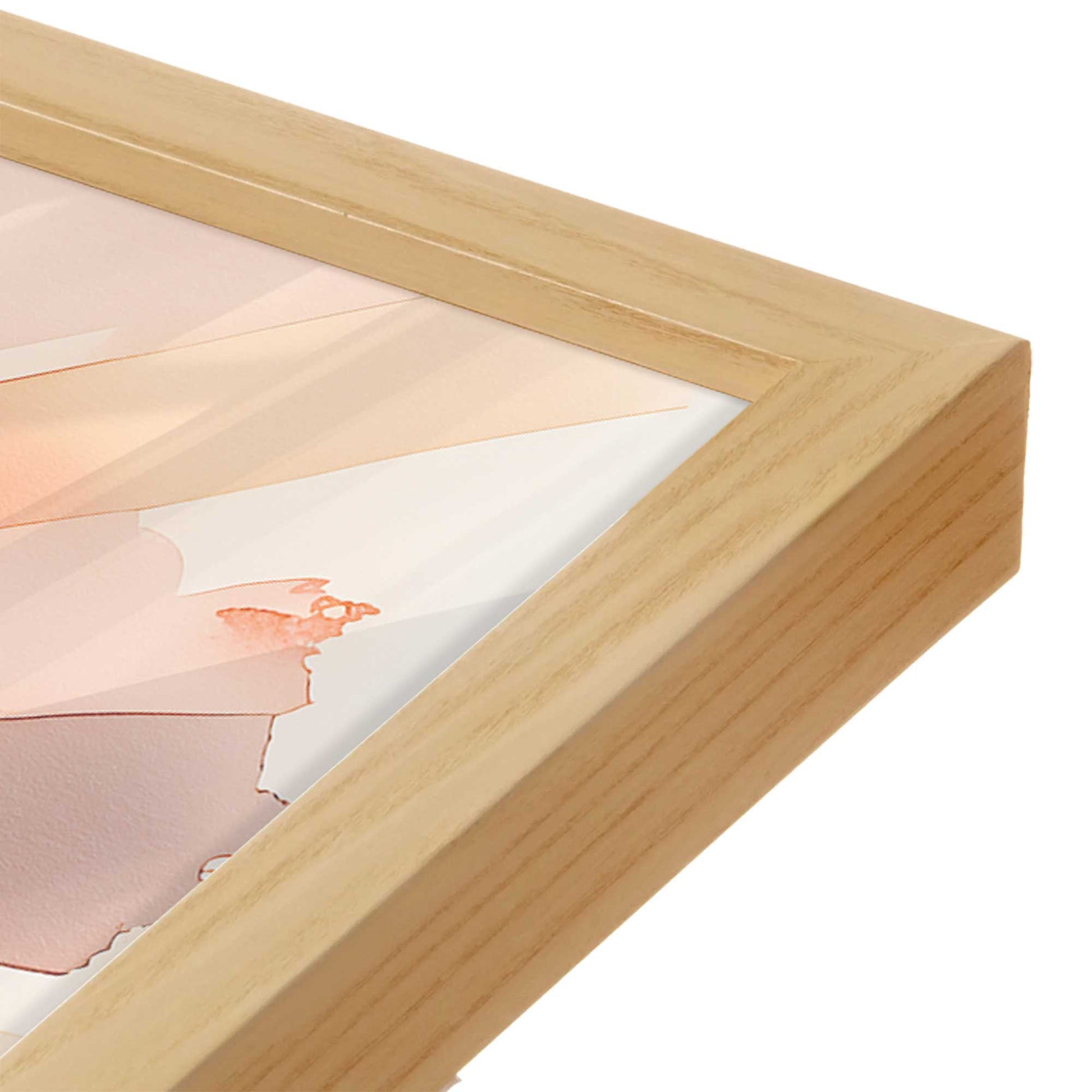 [Color:American Maple], Picture of art in a American Maple frame at an angle