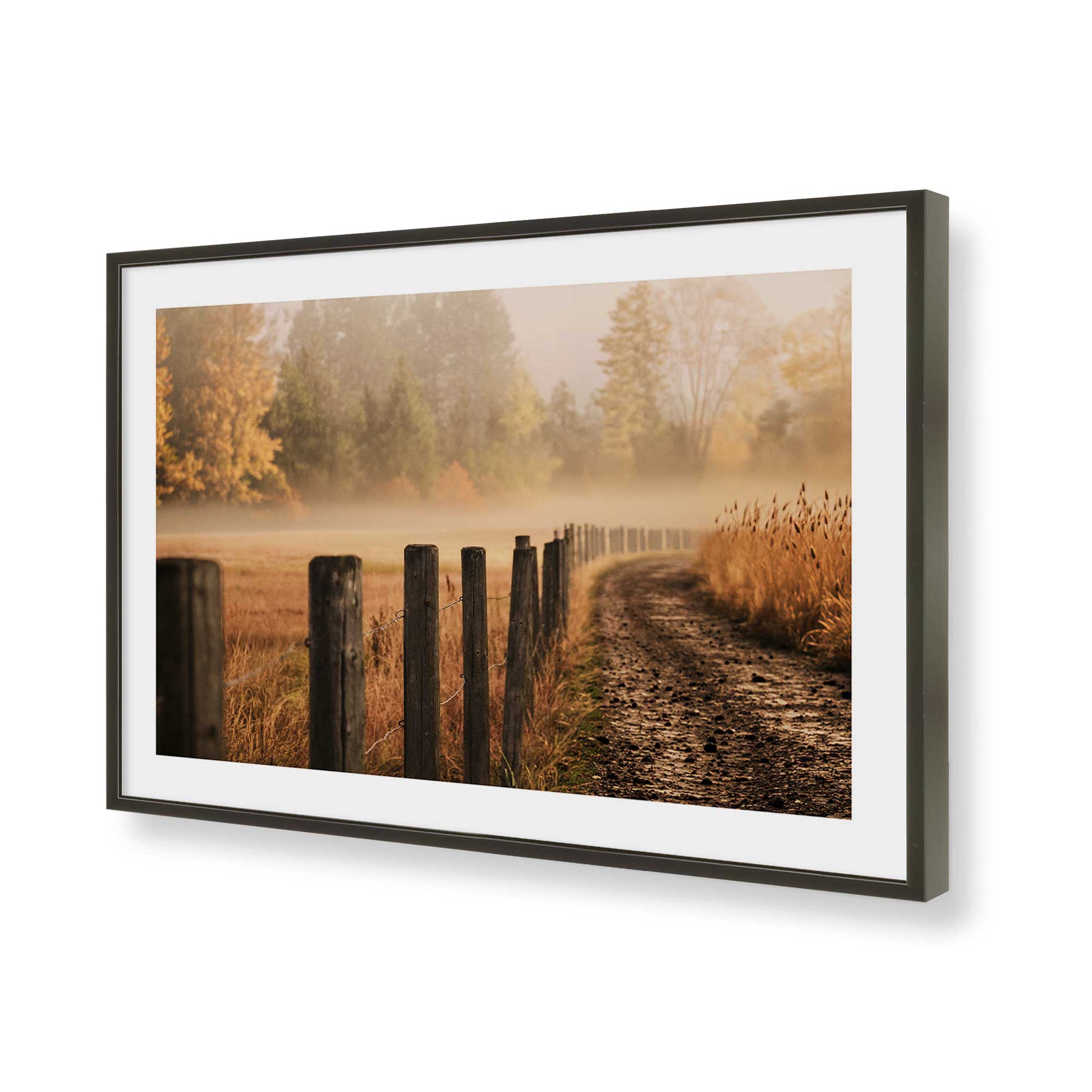 [Color:Satin Black], Picture of art in a Polished Chrome frame of the corner
