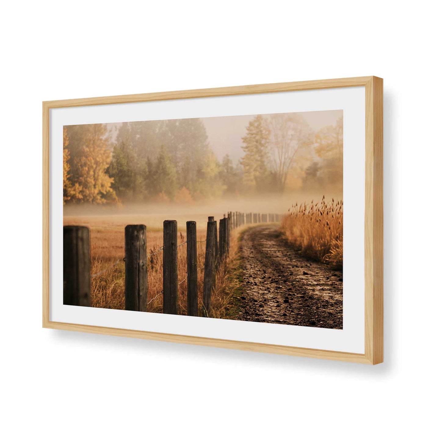[Color:American Maple], Picture of art in a Polished Chrome frame of the corner