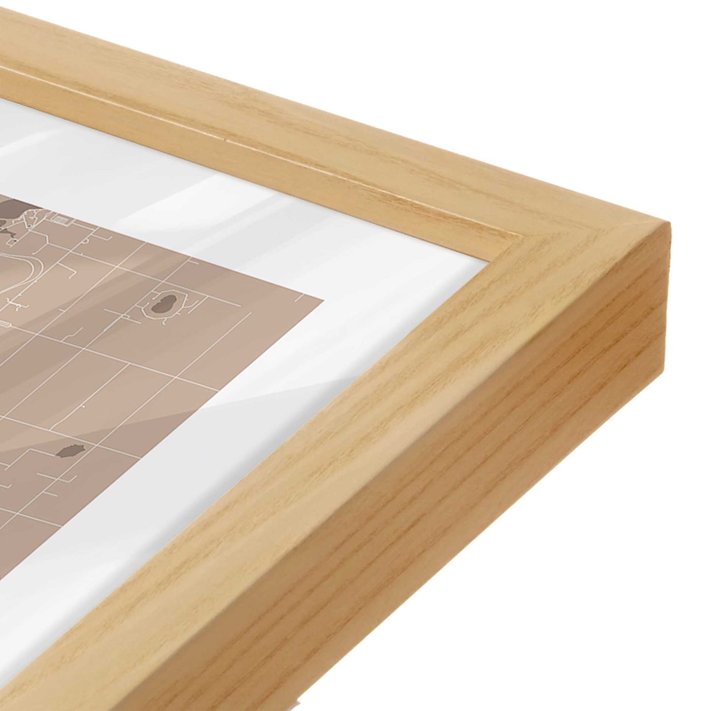 [Color:American Maple], Picture of art in a American Maple frame at an angle